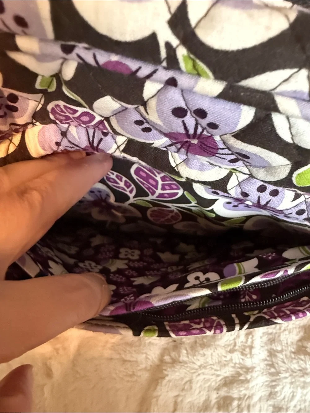 Vera Bradley Plum Crazy Quilted Floral Laptop Travel Bag Purple Green Messenger